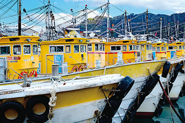 「記憶に残る和歌山の風景」のイメージ。箕島漁港とうたせ船