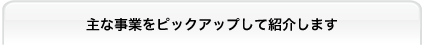 主な事業をピックアップして紹介します