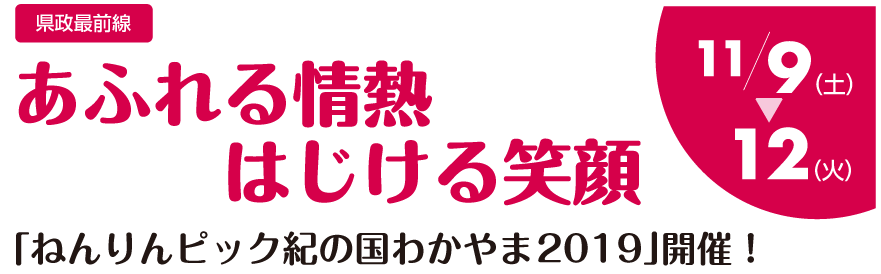 溢れる情熱はじける笑顔11/9（土）〜11/12（火）「ねんりんピック紀の国わかやま2019」開催！