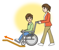 車いすでスロープをのぼるイラスト