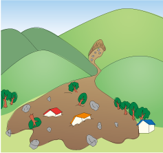 土石流のイラスト