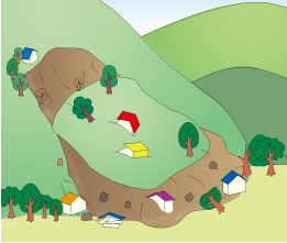 地すべりのイラスト