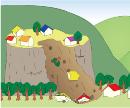 がけ崩れのイラスト