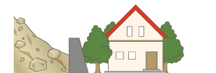 土砂から家を守る外壁のイラスト