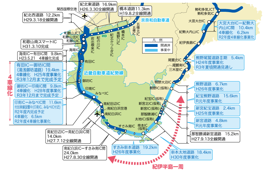 紀伊半島一周高速道路計画図