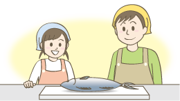 魚と子どものイラスト