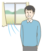 部屋の換気をするイラスト