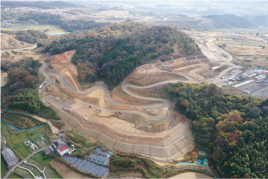 開発中のあやの台北部用地の航空写真