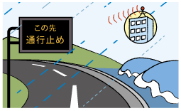 電光掲示板による通行規制のイラスト