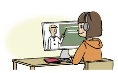 ライブ授業をしているイラスト