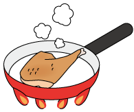 鶏肉を加熱調理するイラスト
