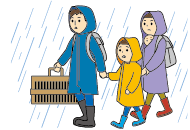 家族で避難するイラスト