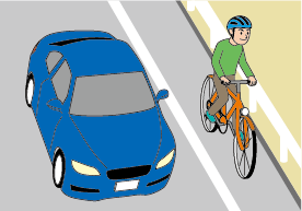 車道を走る自転車のイラスト
