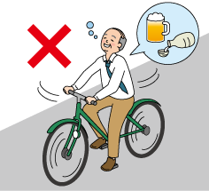 自転車で飲酒運転をしているイラスト