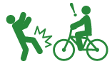 歩行者と自転車が衝突するイメージのイラスト