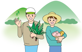 農業をしている男女のイラスト