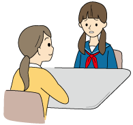 スクールカウンセラーを受けている生徒のイラスト