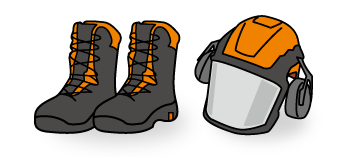 補助対象品のヘルメットとブーツのイラスト