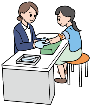 看護師が採血しているイラスト