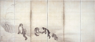 重要文化財　群猿図屛風 左隻長澤蘆雪筆（草堂寺蔵）