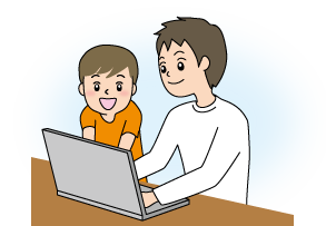 インターネットを利用する人のイラスト