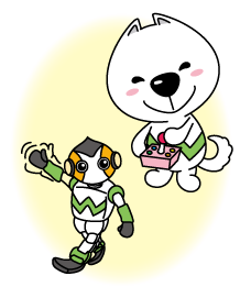 きいちゃんとロボットのイラスト
