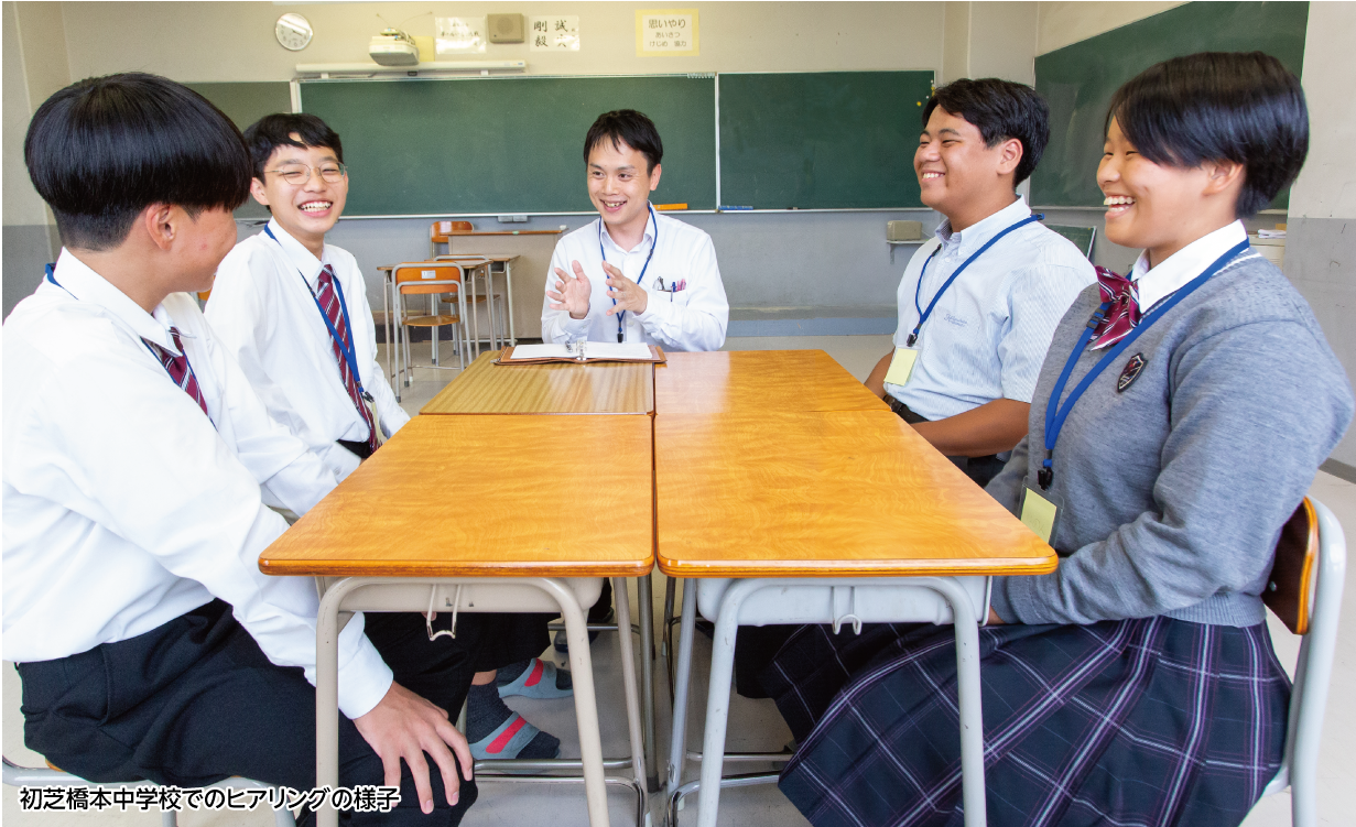 初芝橋本中学校でのヒアリングの様子の写真