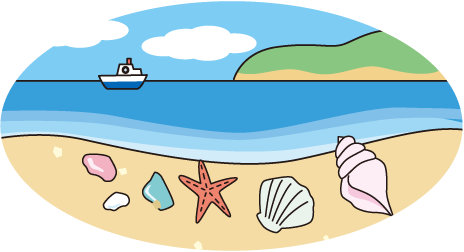 海が広がるビーチのイラスト