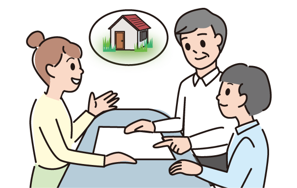 空き家なんでも相談会に参加する夫婦のイラスト