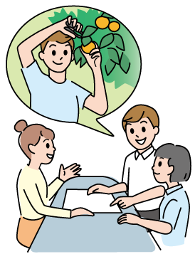 就農について相談している様子のイラスト