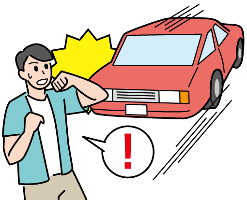交通事故に遭う男性のイラスト