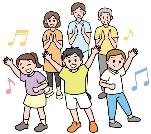 リゾートキャンプでダンスする子供達