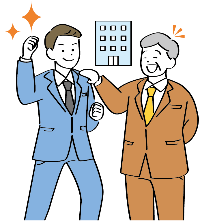 イキイキとした経営者と社員のイラスト