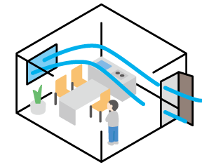 部屋を換気するのイラスト