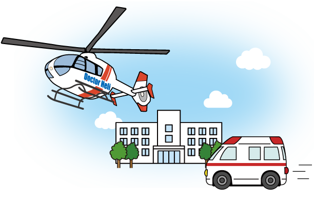 ドクターヘリと救急車のイラスト