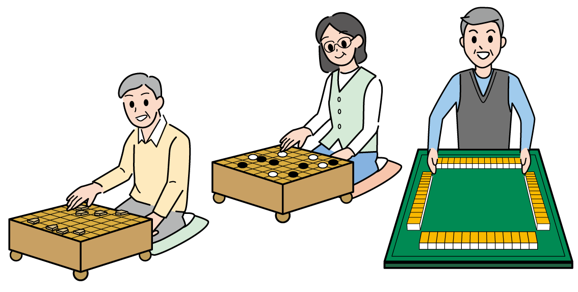 将棋。以後、マージャンのイラスト