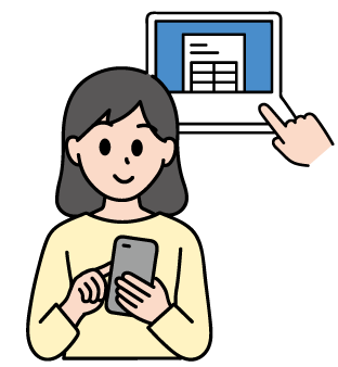 スマートフォンで確定申告するイラスト