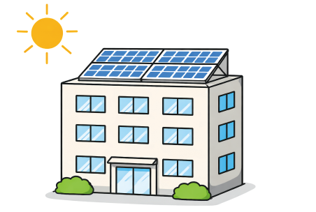 自宅に太陽光パネルを設置しているイラスト""/