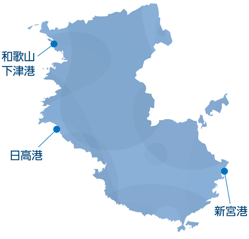 主な受入港の地図