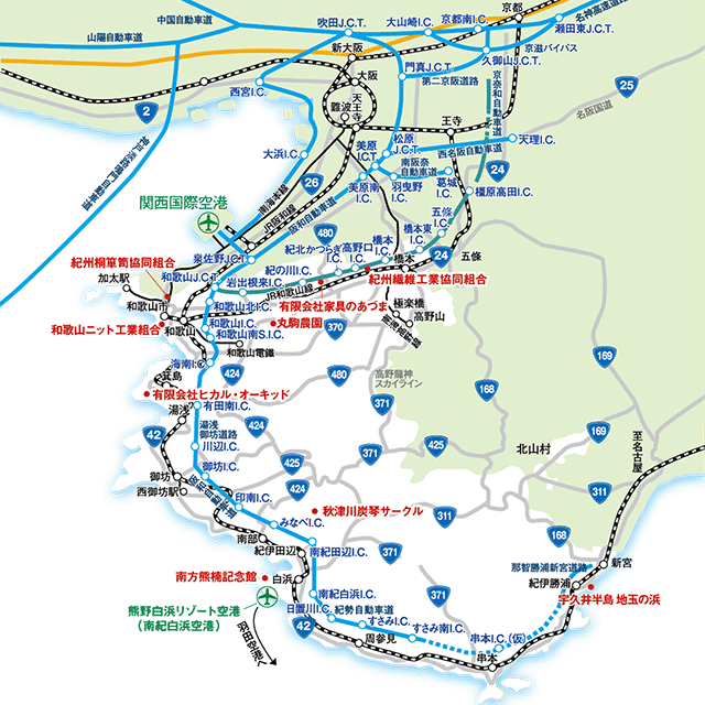 取材地案内図・和歌山県地図