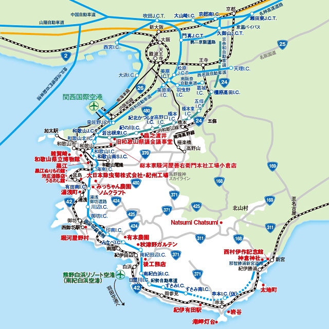 取材地案内図・和歌山県地図