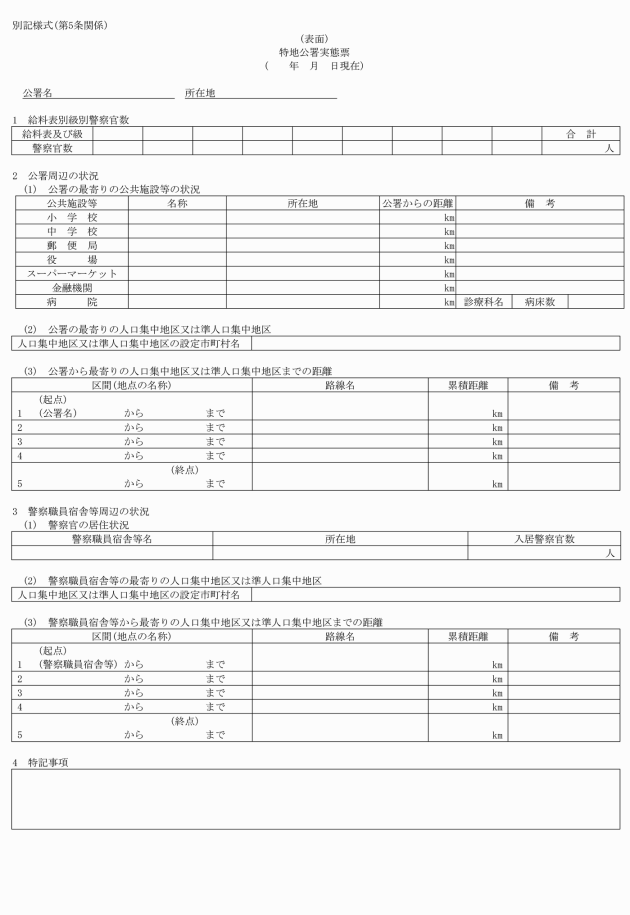 警察官の特地勤務手当に関する規則