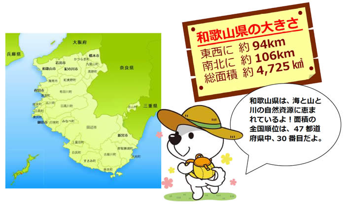 和歌山県の大きさの図