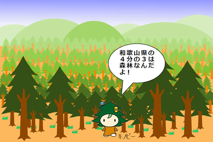 和歌山県の4分の3は森林なんだよ