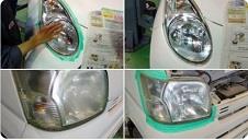 ◎自動車工学科2年生　ヘッドライトクリアコーティング作業