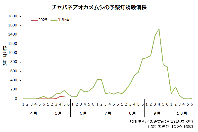 チャバネアオカメムシの予察灯誘殺消長