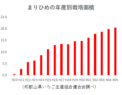 R5まりひめ栽培面積グラフ