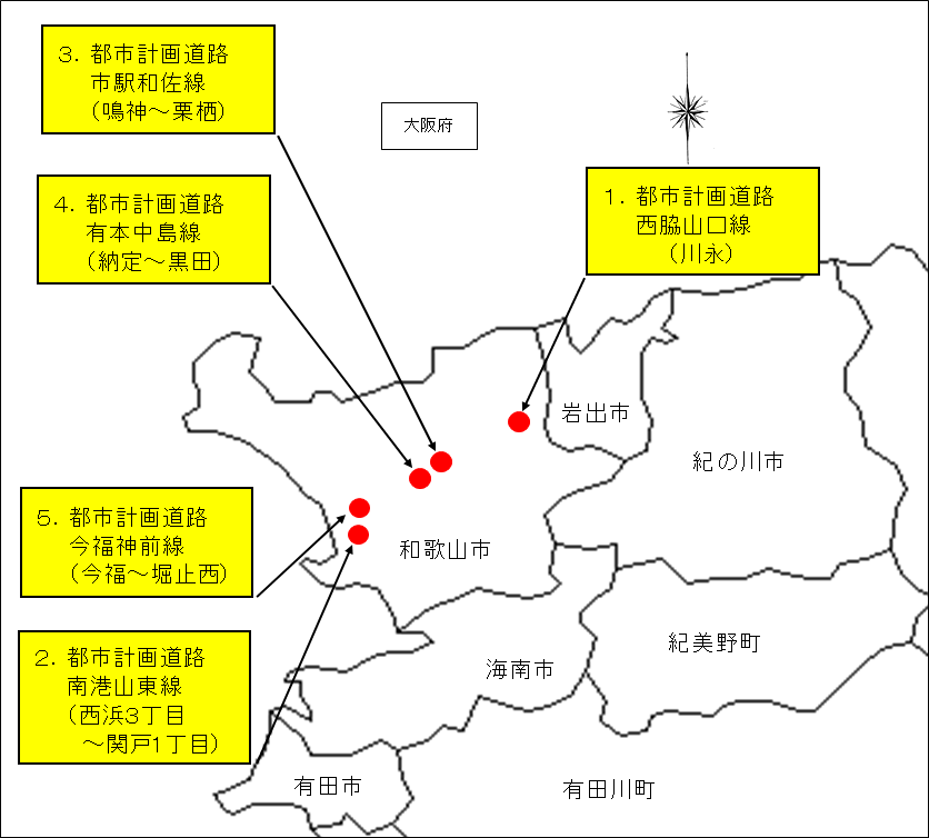 主要街路事業箇所 和歌山県