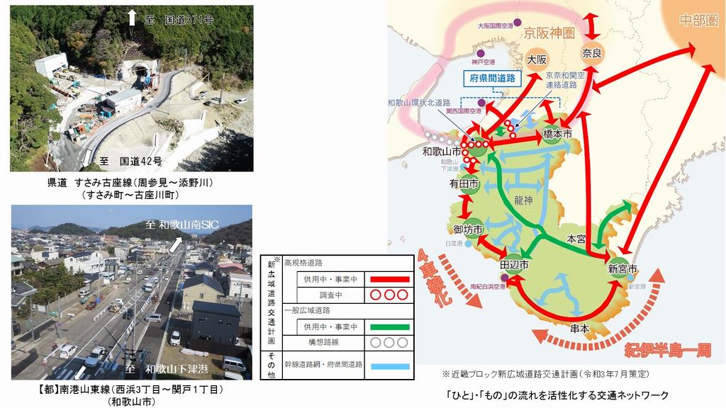 県内外の一体的発展に寄与する幹線道路の整備の説明図