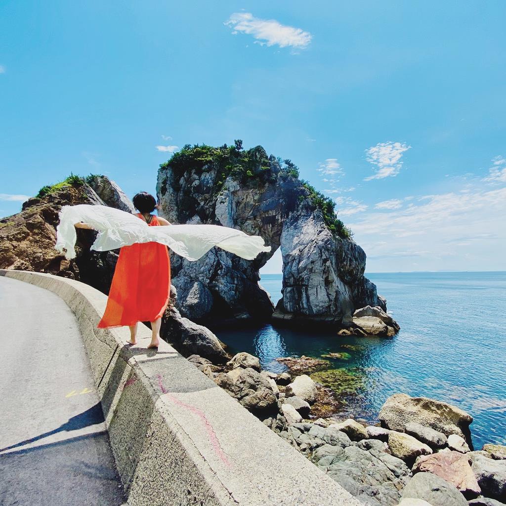 白崎海洋公園と2人の画像